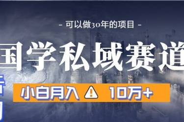 暴力国学私域赛道，小白月入10万+，引流+转化一整套流程