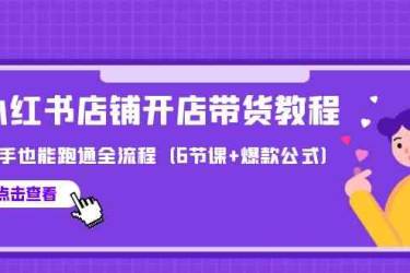 最新小红书店铺开店带货教程，新手也能跑通全流程（6节课+爆款公式）