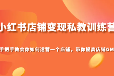 小红书店铺变现私教训练营，手把手教会你运营店铺，带你提高店铺GMV