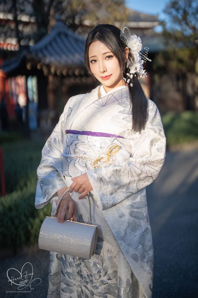 雨波_HaneAme新春COS特辑：寺庙探秘银白色和服下的魅力